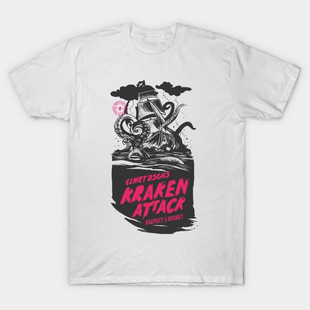 Kraken Attack T-Shirt by Calamart Designs